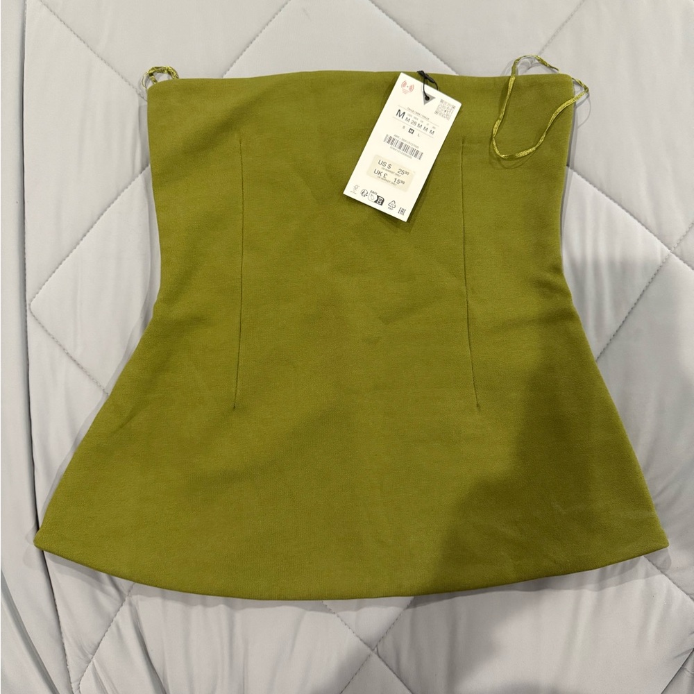 Zara Olive Green Strapless Top